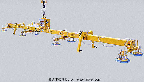 ANVER Eight Pad Electric Powered Heavy Duty Lifter for Lifting & Handling Stainless Steel Sheets 40 ft x 6 ft (12 m x 1.8 m) up to 6000 lb (2722 kg)